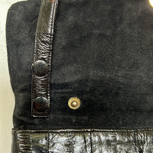 Vintage Eelskin Clutch Crossbody Purse Black 10” x 6.5” Dark Gray - Picture 4 of 9